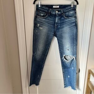 Moussy Vintage Distressed Blue Ankle Jeans